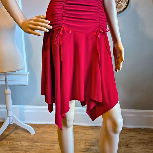 Vintage Y2K Taboo Mini Dress Red Halter Whimsygoth Ruching Bows Burlesque Size M - Picture 6 of 10
